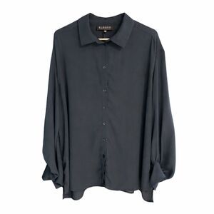 Eloquii Navy Button Down Puff Sleeve Blouse Plus Size 18